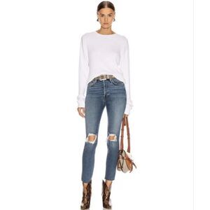 RE/DONE 90s High Rise Ankle Crop Jeans in Dusk Destroy Size 26 New